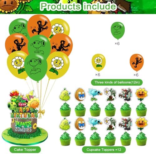 ELZEM Plants Game Party Decorations Set