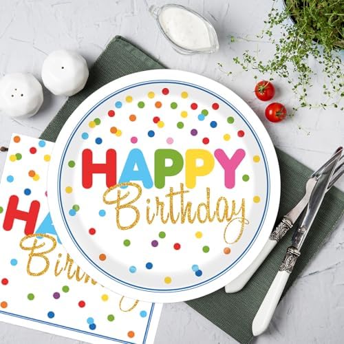 40Pcs Birthday Party Supplies Paper Plates Napkins Set