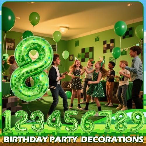 40 Inch Giant Green Pixel Miner Number Balloons