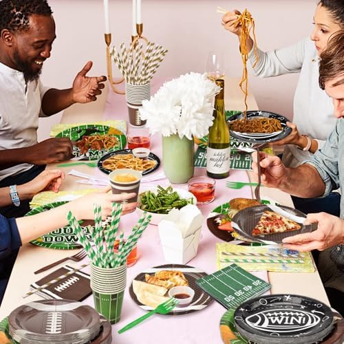 Kinovo 300 Pcs Football Plates Napkins Set Serve 50 Guests