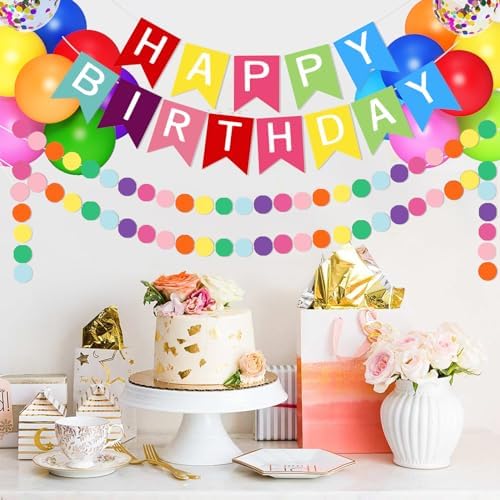 Rainbow Birthday Decorations for Kids Girls Women