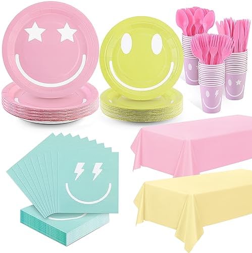 Durony 254 Piece Preppy Smile Party Decor Set