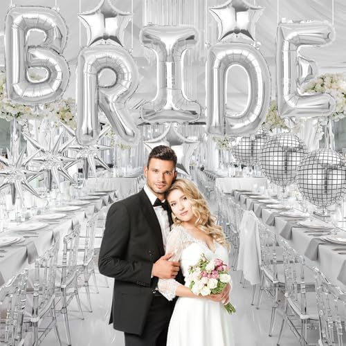 Silver Bride Balloons Decor Set for Bridal Shower
