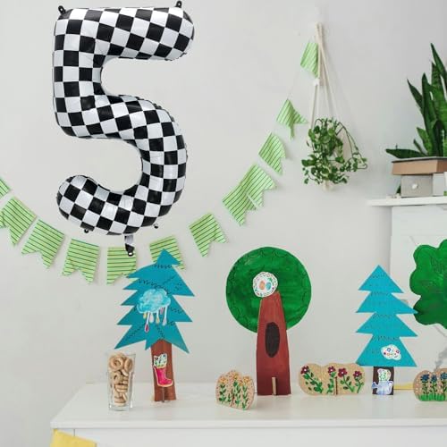 42 Inch Checkered Number 6 Balloon Party Decorations