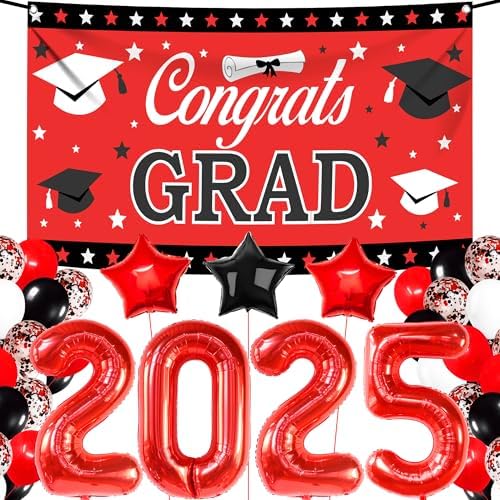 KatchOn Red and Black Graduation Decorations 2025 Set