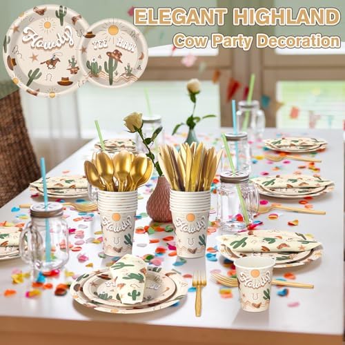 168 Pcs Boho Western Rodeo Party Decor Plates