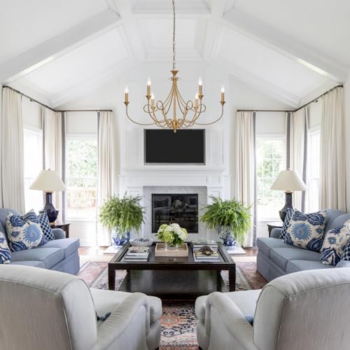 6-Light Modern Chandelier with Brass Finish
