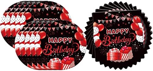 Red and Black Party Plate Set 20 Plates and Napkins