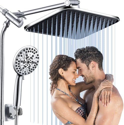 14 Inch Tandem Shower Head System with 10 Spray Modes and Adjustable Arm