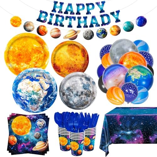Outer Space Birthday Party Tableware Set 228pcs 30 Serve