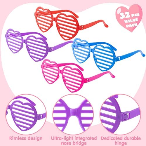 JOYIN 32 Pack Valentine Shades Glasses with Cards