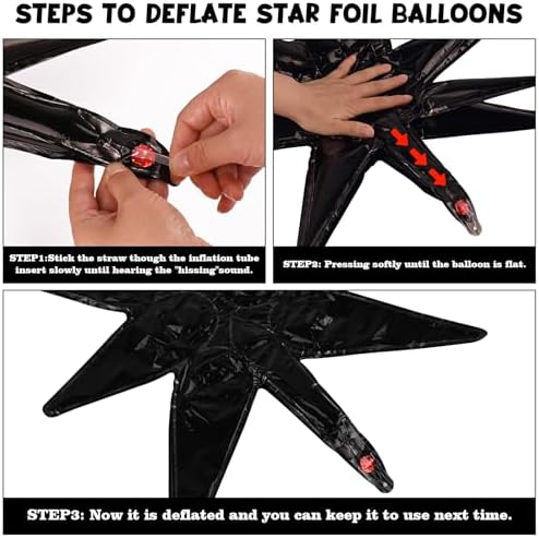 8 Pcs Black Star Balloons for Party Decorations