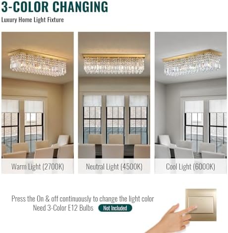 Siljoy Gold Rectangle Chandelier Dining Room 6 Light