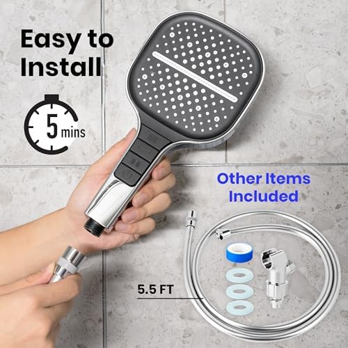 Maas Bath 8-in-1 Chrome Handheld Shower Head