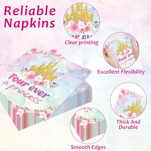 Forever a Princess 96Pcs Birthday Party Plates Set for 24 Guests