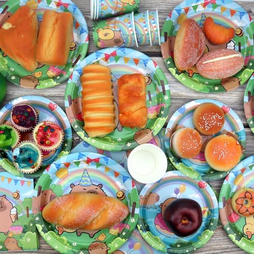 KEFAN Capybara Birthday Party Decorations Plates Set