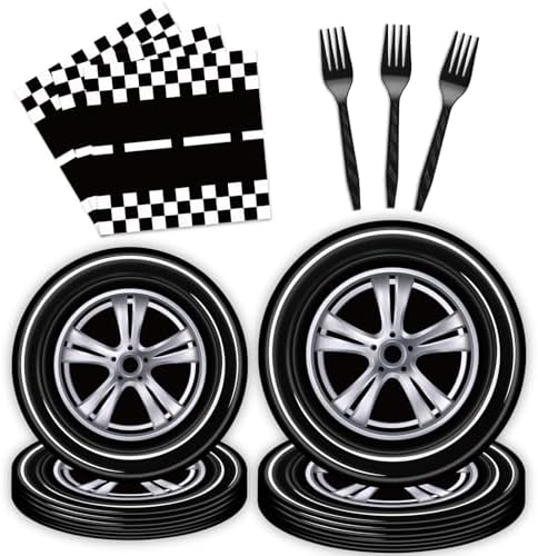 96 Pcs Race Car Party Plates Napkins Set for Kids Birthday