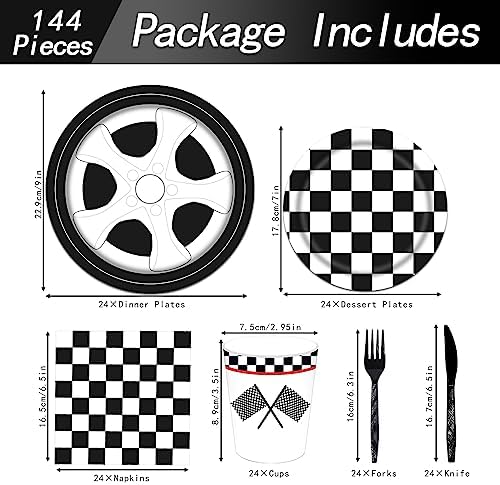 144PCS Racing Car Party Tableware Set for Boys Serve 24