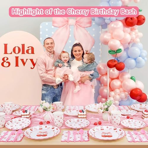 Cherry Themed Party Plates Set 175pcs for 25 Guests
