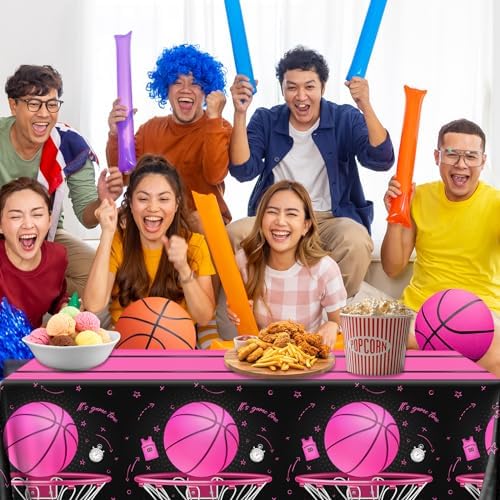 Pink Basketball Tablecloth Set for Birthday Parties