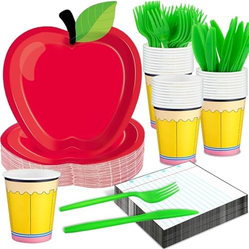125PCS Back to School Decorations Plates Set