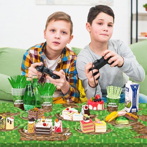 Pixel Themed 218pcs Birthday Tableware Set for Boys