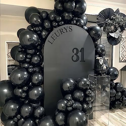 100pcs Black Balloons with 66ft Ribbons for Party Decor