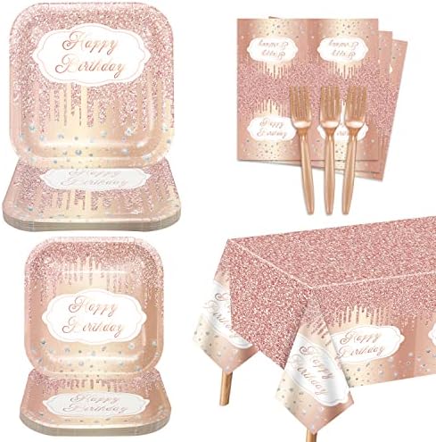 81 Pieces Rose Gold Party Decorations - 20 Serving Set