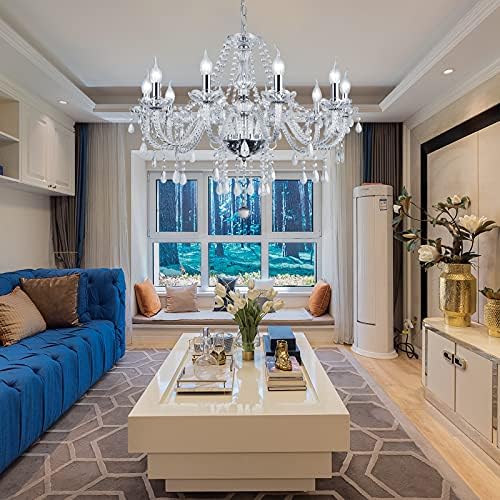 Panghuhu88 10 Light Crystal Chandelier Modern Elegant Pendant Ceiling Fixture