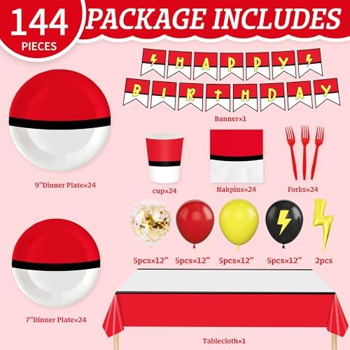 144Pcs Cartoon Birthday Party Decorations Set