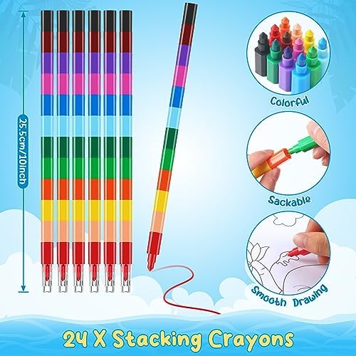 BenLouis 24 Dinosaur Coloring Books with Stacking Crayons