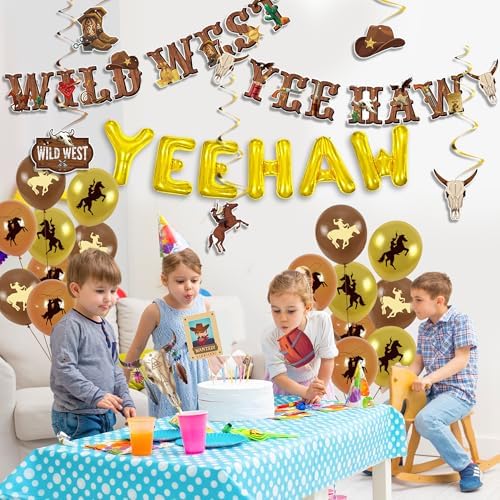 Western Party Decorations - 55 Pcs Cowboy Balloons Props