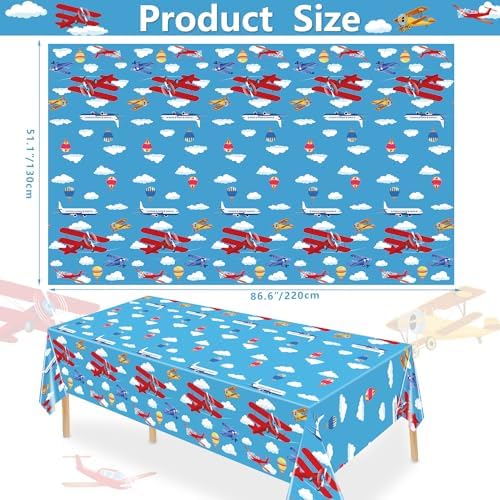 4 Pack Airplane Themed Tablecloths for Birthday Parties