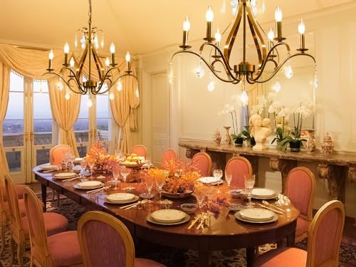 24 Inch Gold Chandelier with 6 Crystal Lights
