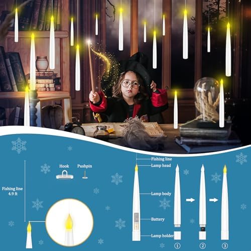 Halloween Decor Floating Candles with Wand Remote