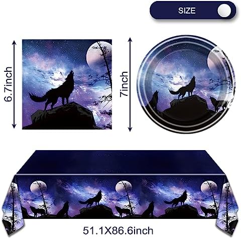 OULUN Wolf Birthday Party Plate Set 20Pcs
