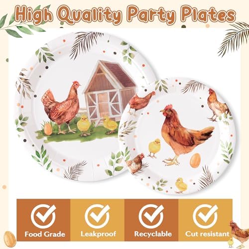 96Pcs Chicken Party Plates Set for 24 Guests