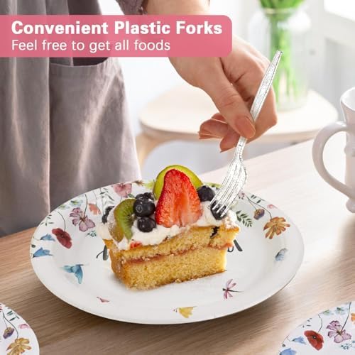 100Pcs Wildflower Party Plates Set for 25 Guests