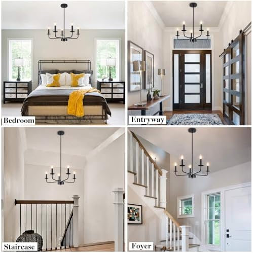 MEIJIA 5 Light Black Farmhouse Chandelier