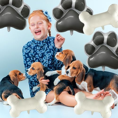 4Pcs Dog Party Balloons Decorations Bone Dog Paw Shaped