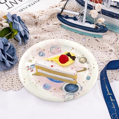 50PCS Space Themed Paper Plates for Birthday Parties