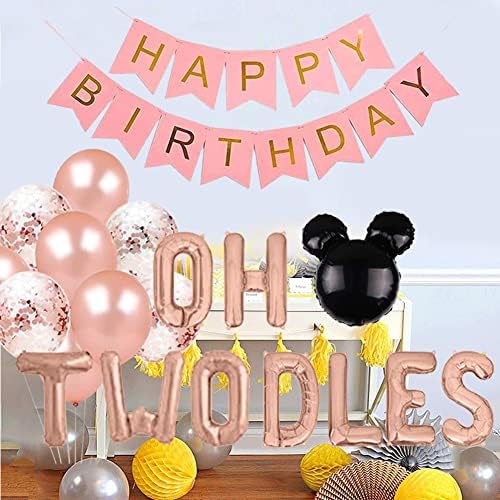 Oh Twodles Birthday Balloons 2nd Birthday Decoration Kit Rose Gold