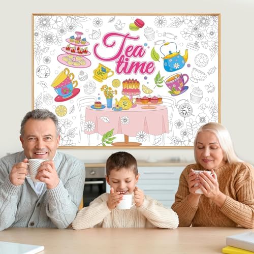 Tea Party Coloring Poster for Kids