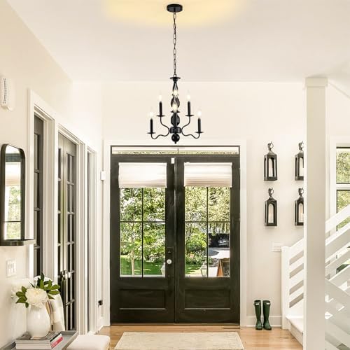 Black 6-Light Farmhouse Chandelier Pendant Light