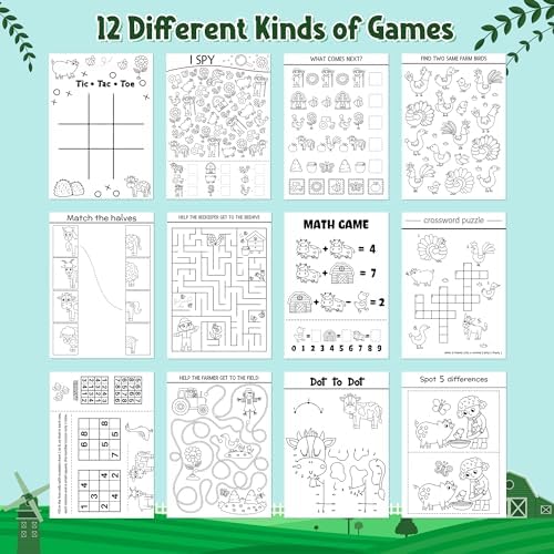 Zainpe 24Pcs Farm Animals Coloring Game Booklets