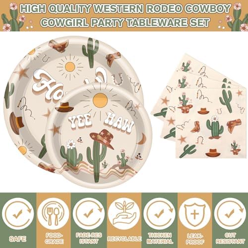 168 Pcs Boho Western Rodeo Party Decor Plates
