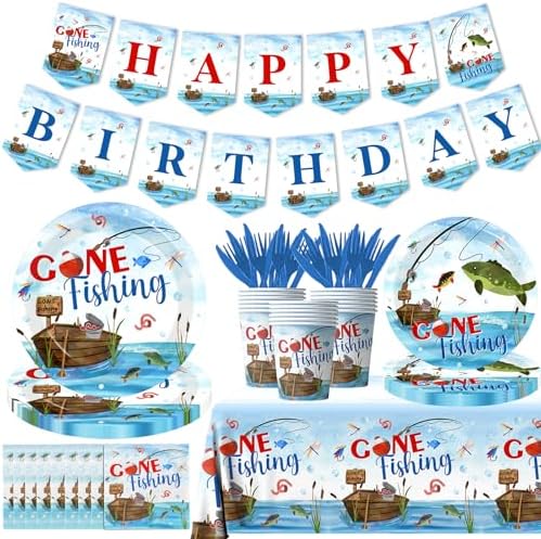 142 Pcs Gone Fishing Party Tableware Set