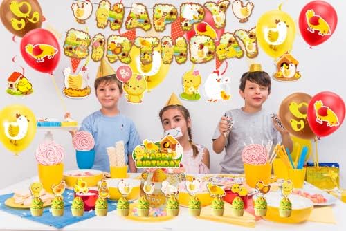 Chicken Party Decorations Birthday Balloons Cake Topper Set