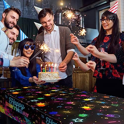 Durony 2 Pack Neon Glow Table Covers for Birthday Parties