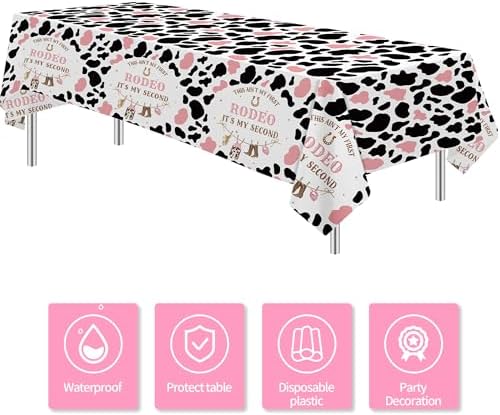 Western Cowgirl 2nd Birthday Tablecloth Set